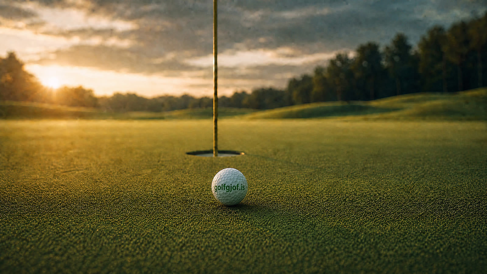 Golfbolti merktur golfgjof.is við golfholu